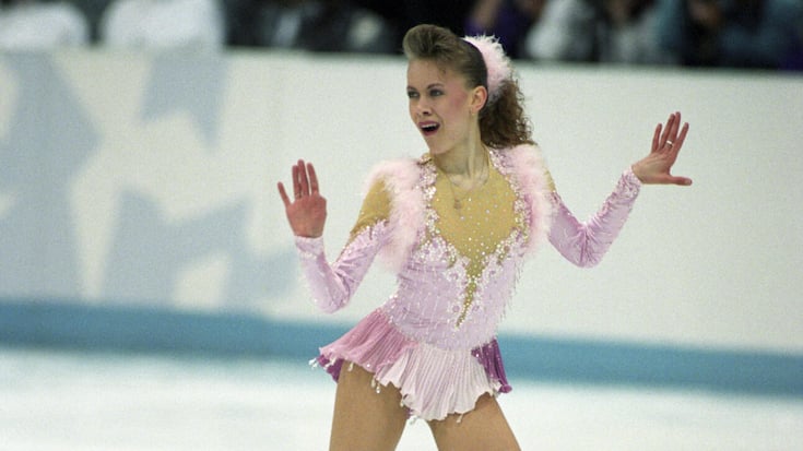 HAMAR OL-AMFI 19940225 Vinter-OL pa Lillehammer 1994 Kunstlop, frilop kvinner: Vinneren Oksana Baiul fra Ukraina i aksjo