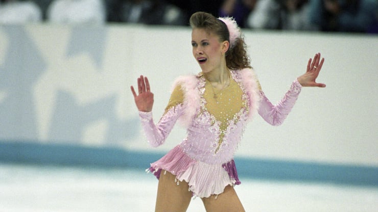 HAMAR OL-AMFI 19940225 Vinter-OL pa Lillehammer 1994 Kunstlop, frilop kvinner: Vinneren Oksana Baiul fra Ukraina i aksjo