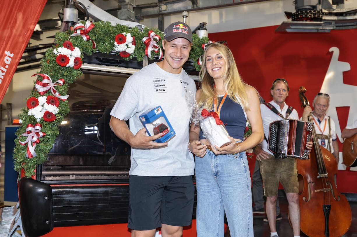 Marco Odermatt und Stella Parpan kennen sich noch aus dem Kindergarten.