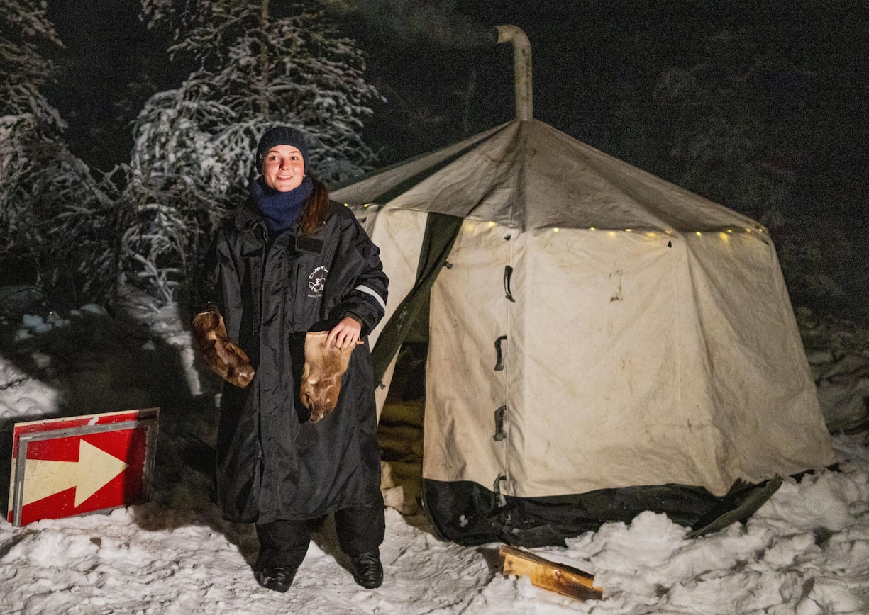 Kein Palast und kein Hotel: Ingrid Alexandra übernachtet in einer traditionellen samischen Hütte.