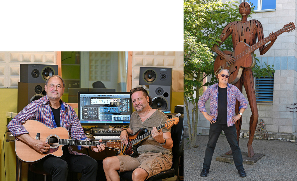 Ein eingespieltes Team: Heinrich und Robbie im Studio in Brugg. Rechts: Der Rocker: die andere Seite des Ex-«Tagesschau»-Moderators. 